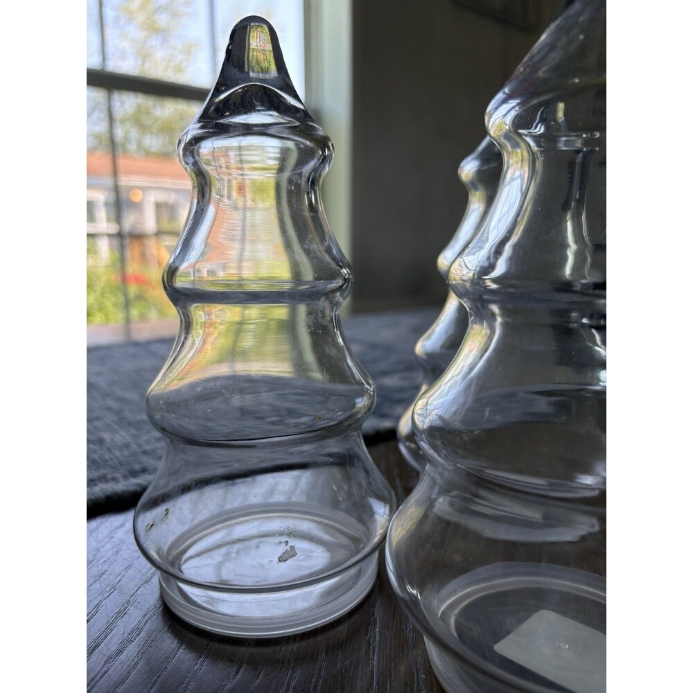 Rare Vintage Libbey Glass Crystal Creations Christmas Tree Jar Complete Set of 3 - Picture 3 of 6
